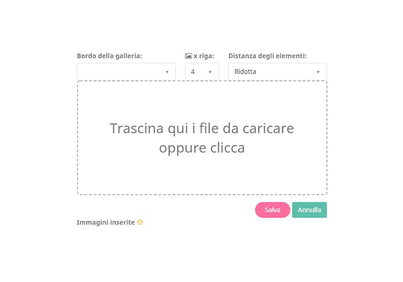 Nelle tue gallery puoi decidere il numero di elementi da inserire su ogni riga, il formato di visualizzazione e altre opzioni utili per personalizzarla al massimo. 