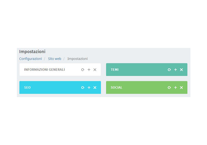 Temi grafici, contatti social, nome del sito web e firma: sono solo alcuni elementi che puoi configurare nel pannello delle impostazioni generali.